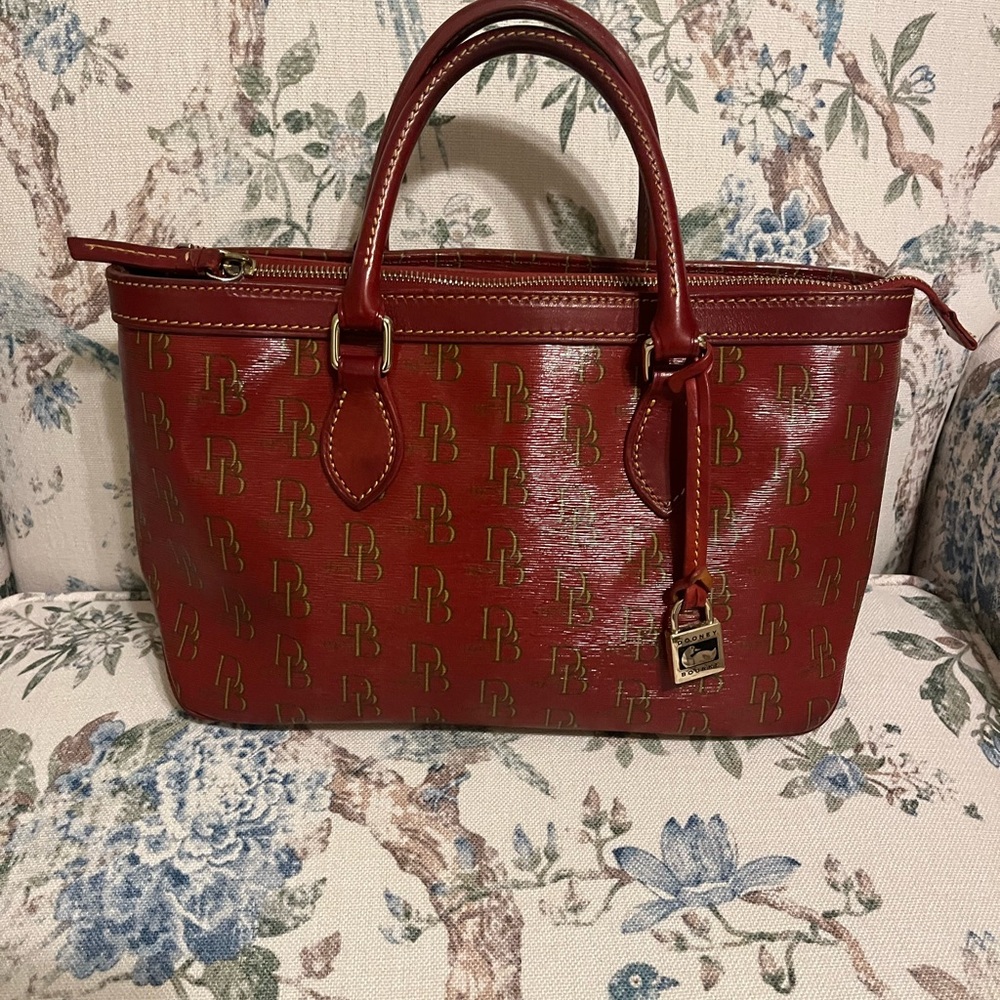 Dooney & Bourke Red Logo-Print Leather Satchel